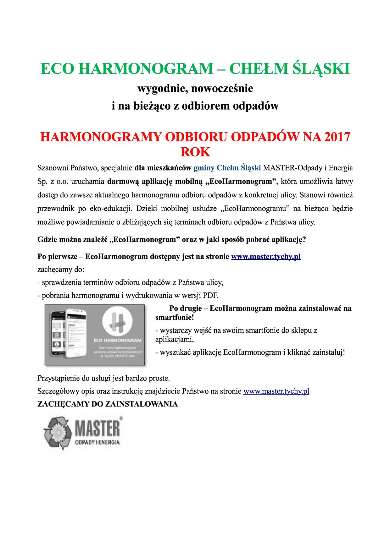 EKOHARMONOGRAM INFORMACJA