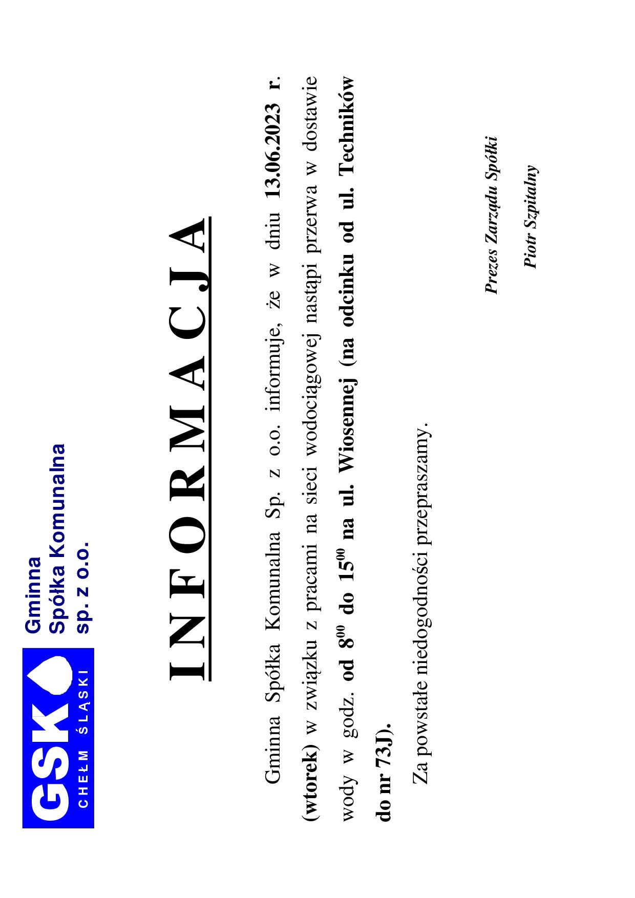 info brak wodyy 13.06.2023