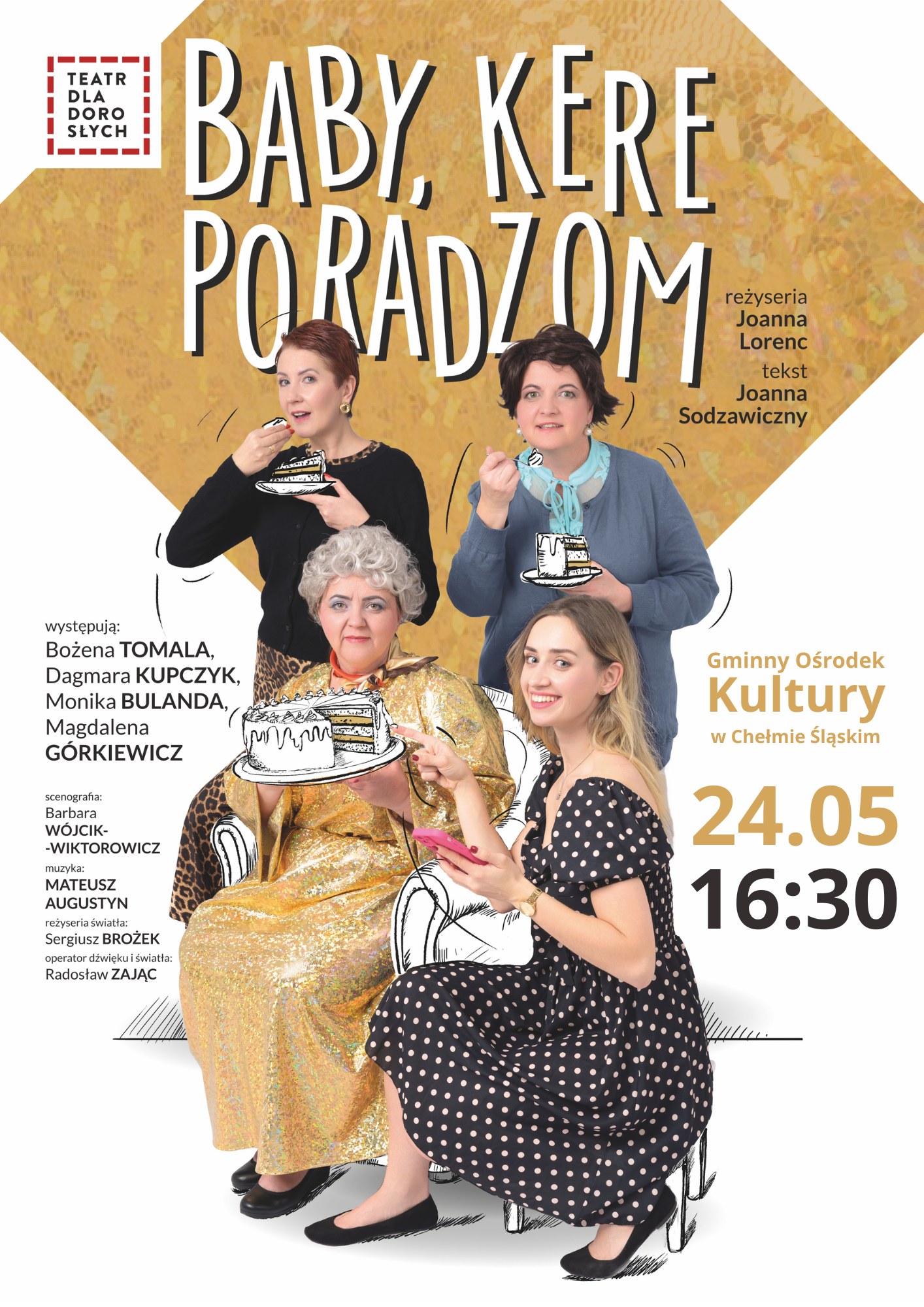 Plakat z kobietami promującymi sztukę