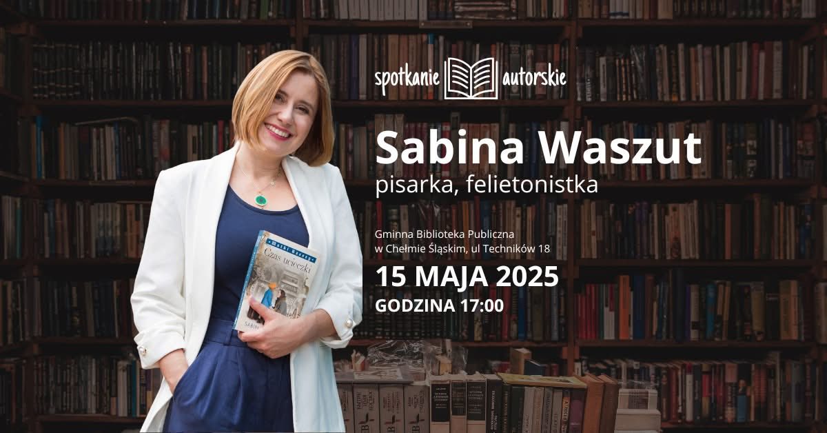 Kobieta prmująca spotkanie autorskie