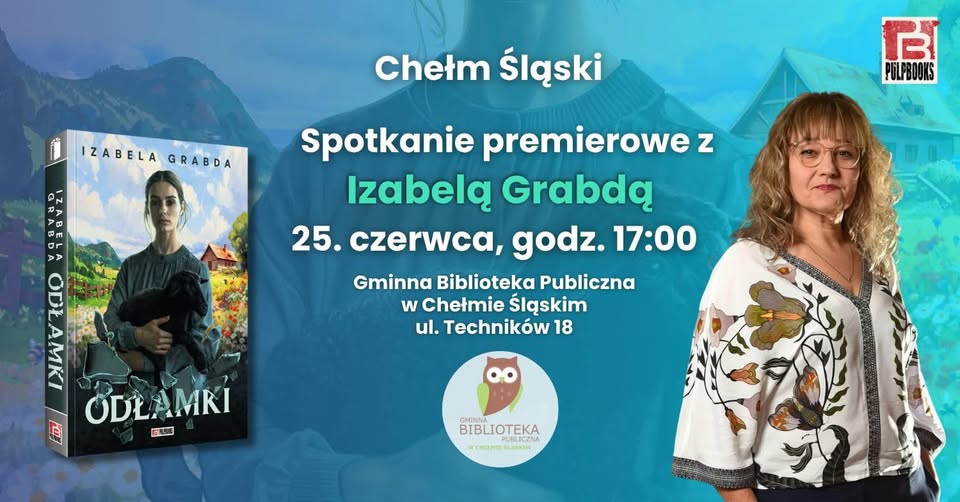 Plakat promujący wydarzenia. Na zdjęciu kobieta i jej książka wraz z opisem