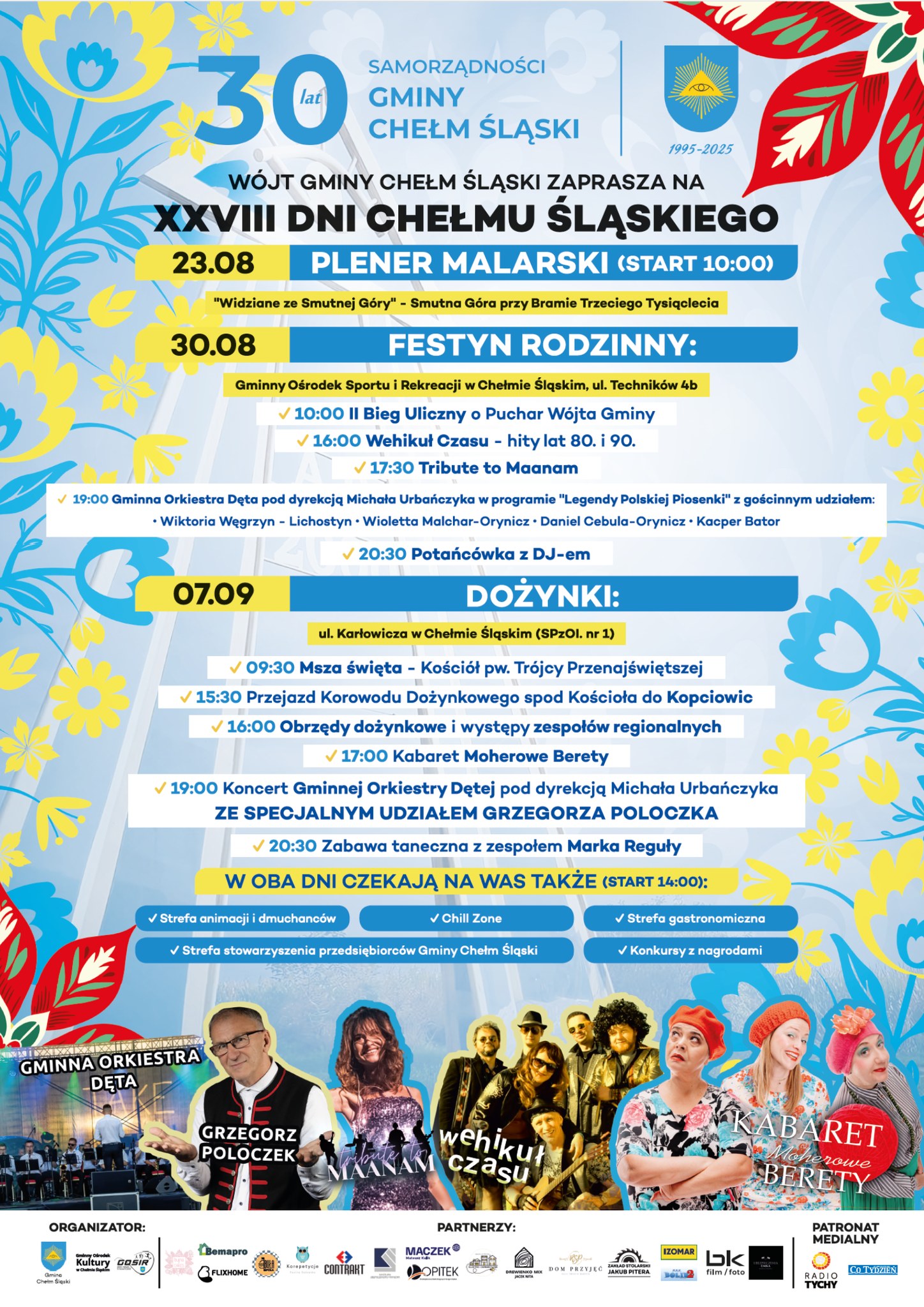 Plakat promujacy Dni chełmu Śląskiego i Dożynki. Opis w poście