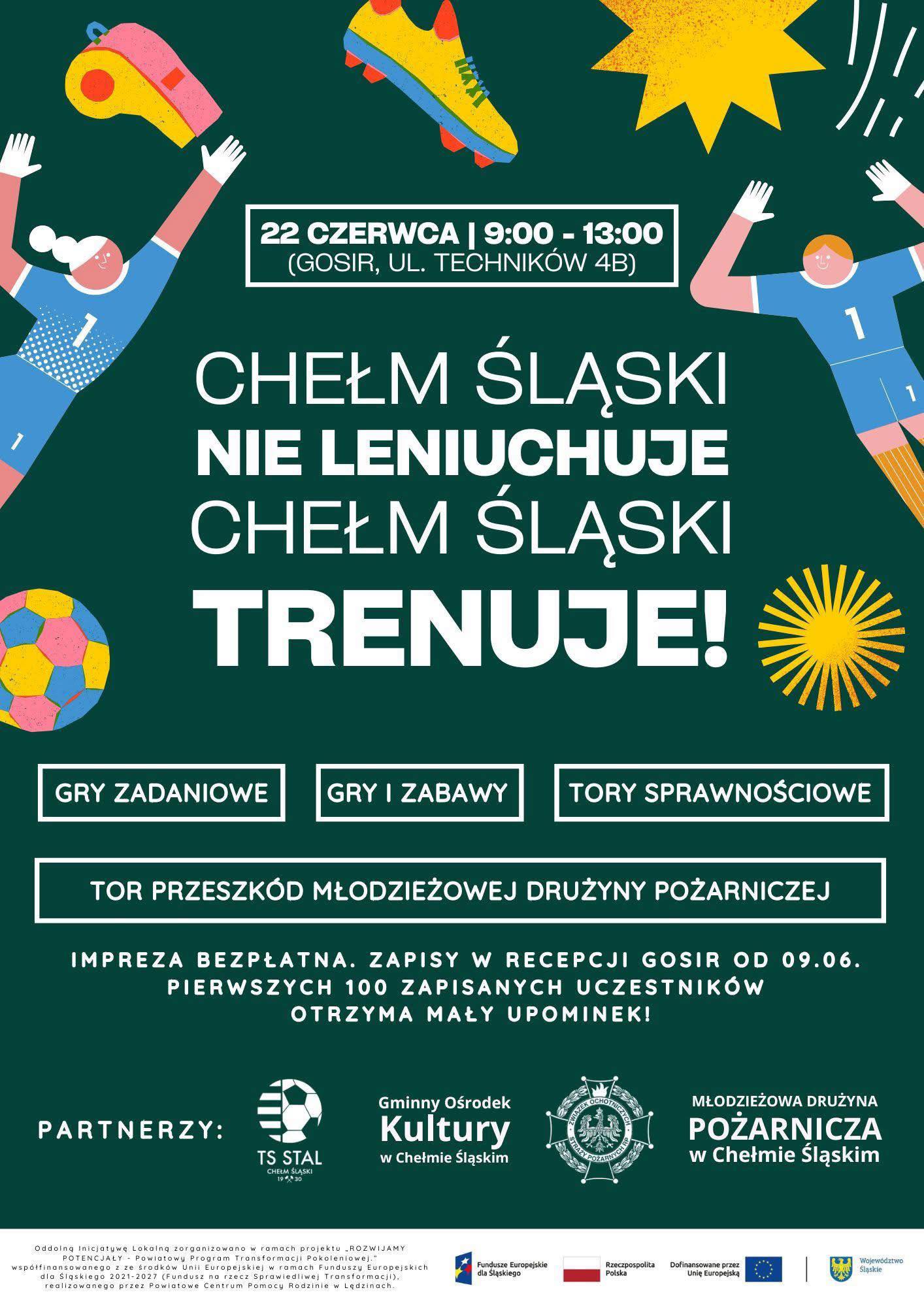 Plakat informacyjny - animacyjne rysunki sportowe