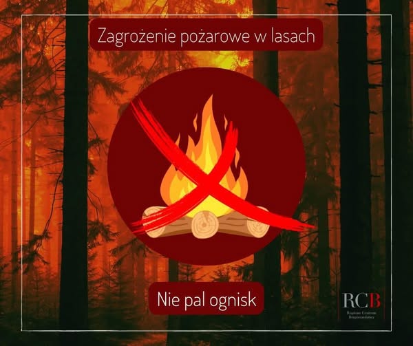 Animacyjny plakat - przekreślone ognisko
