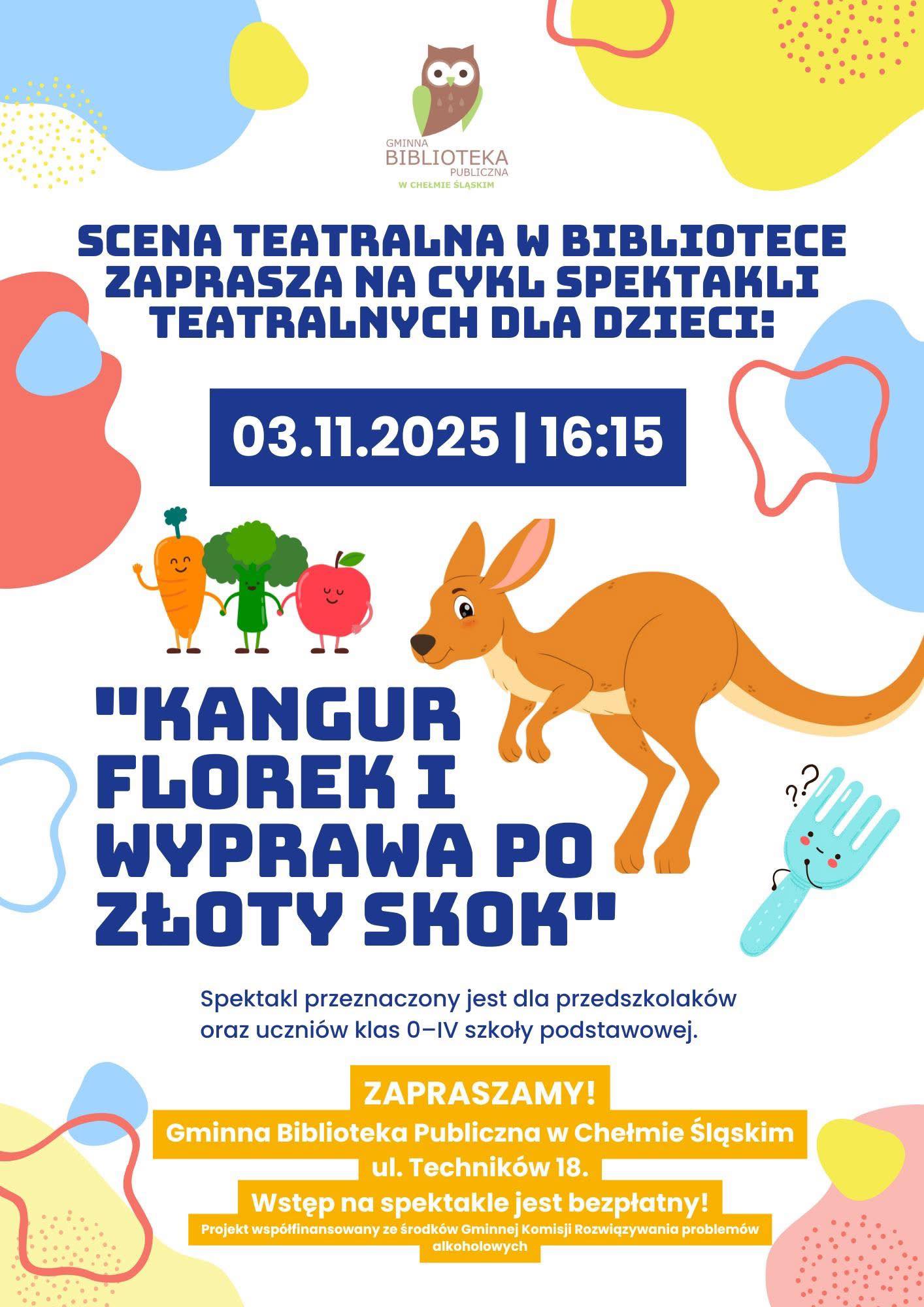 Plakat animacyjny z kangurem opisujący planowane wydarzenie. Opis w poście