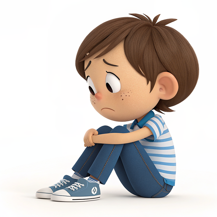 Smutny chłopiec - rysunek 