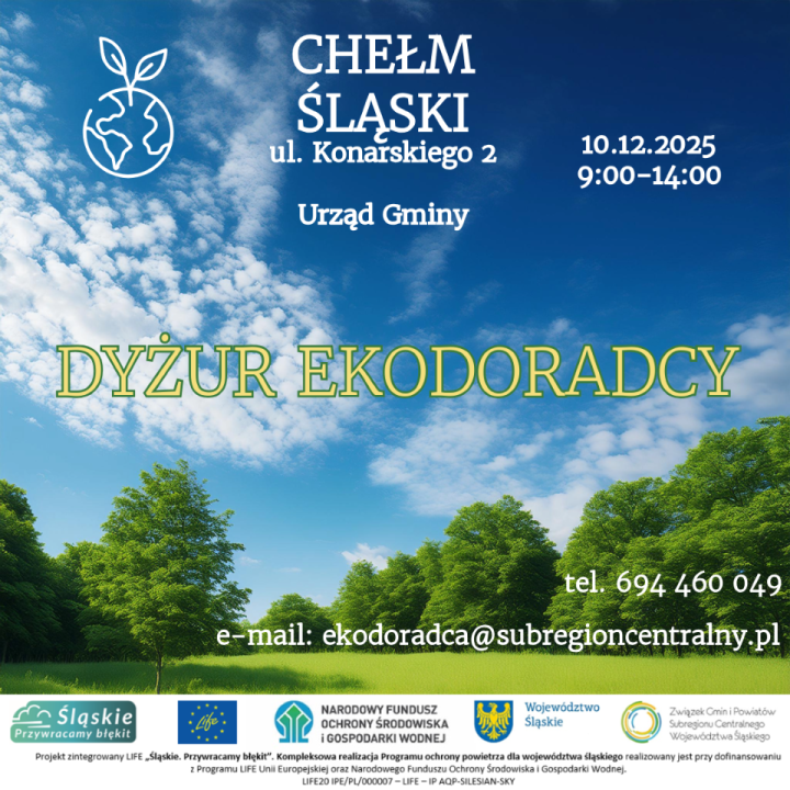 Plakat promujący spotkanie. Na obrazku informacje pisane i kraobraz łąki 