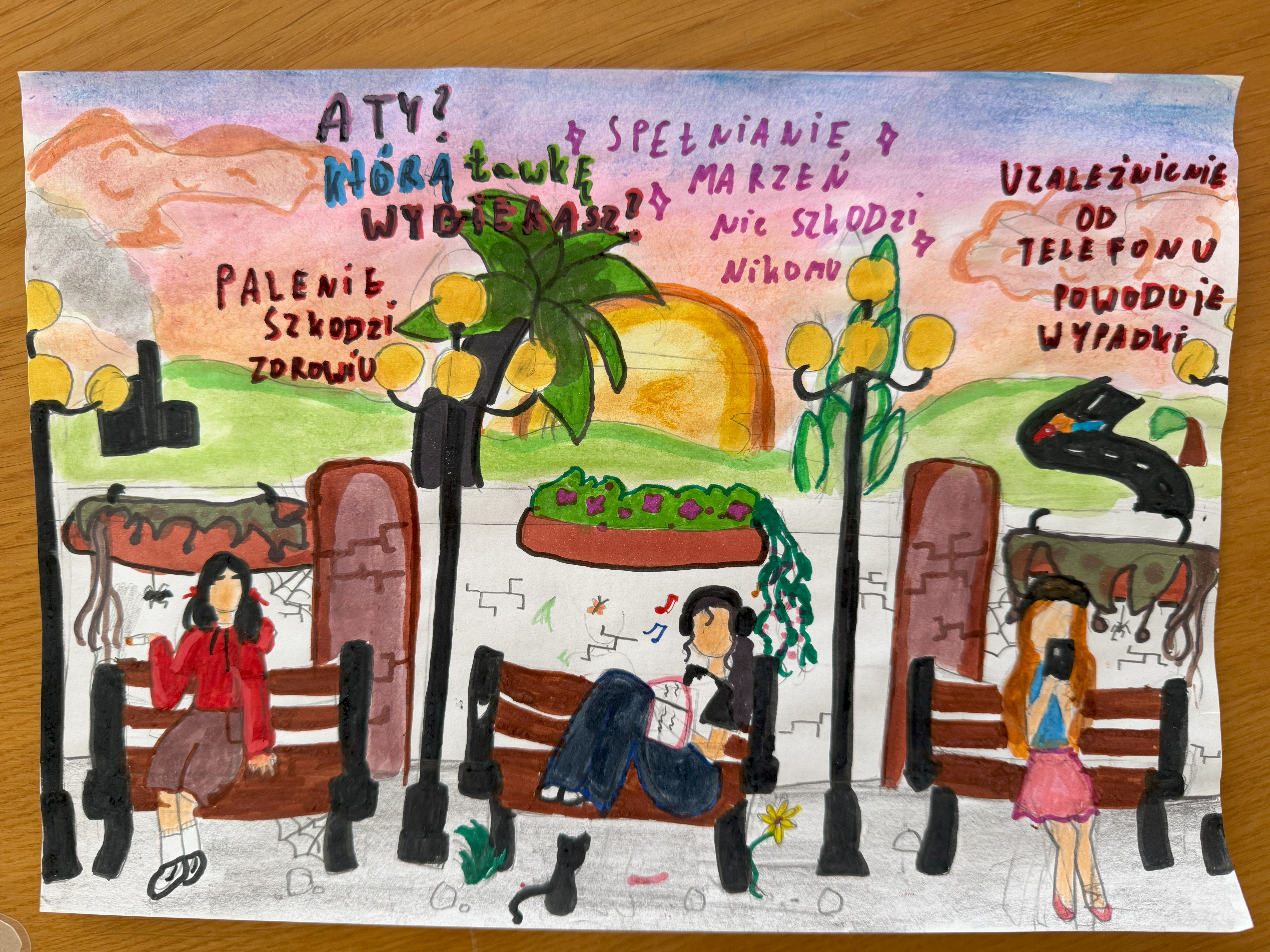 Plakat pokazujący uzaleznienia 